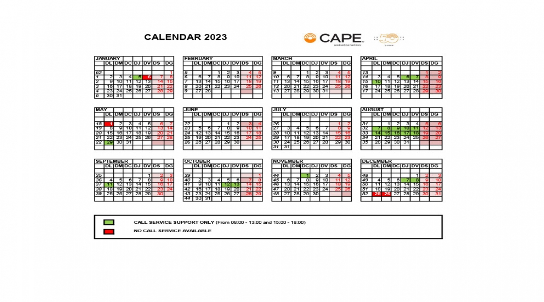 Cape – Calendario 2023